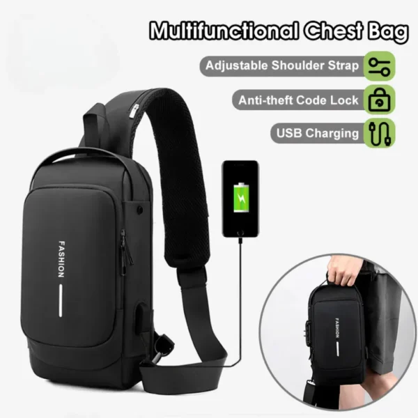 Chest Bag Multifunction Crossbody Sport Running Travel Sling Pack Anti-theft for Men